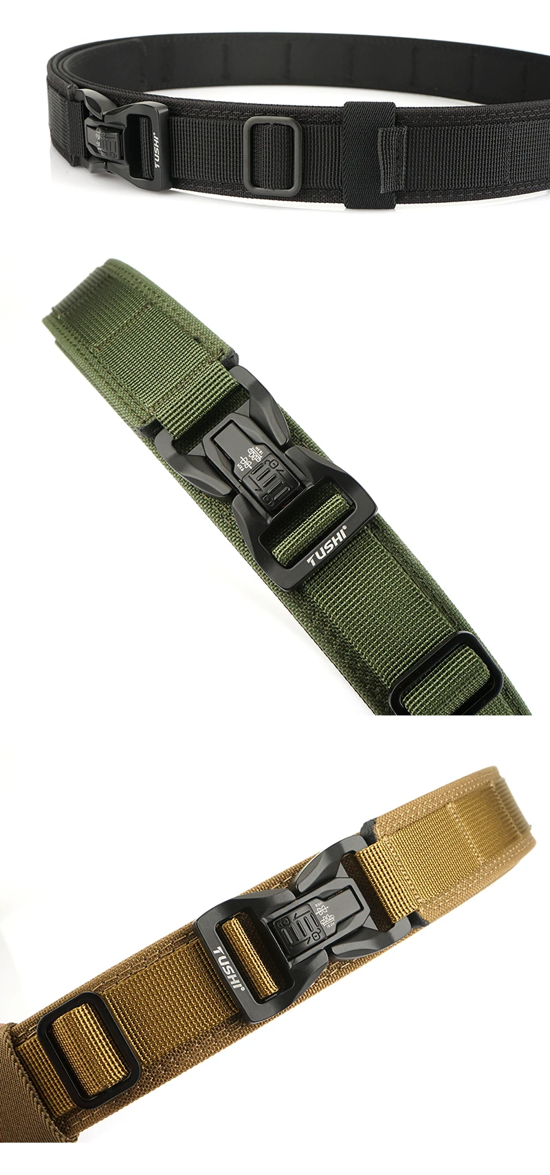 VATLTY New Rigid Trouser Belt for Men Metal Buckle Quick Release Military Tactical Belt Thick Nylon Casual Belt Male Girdle