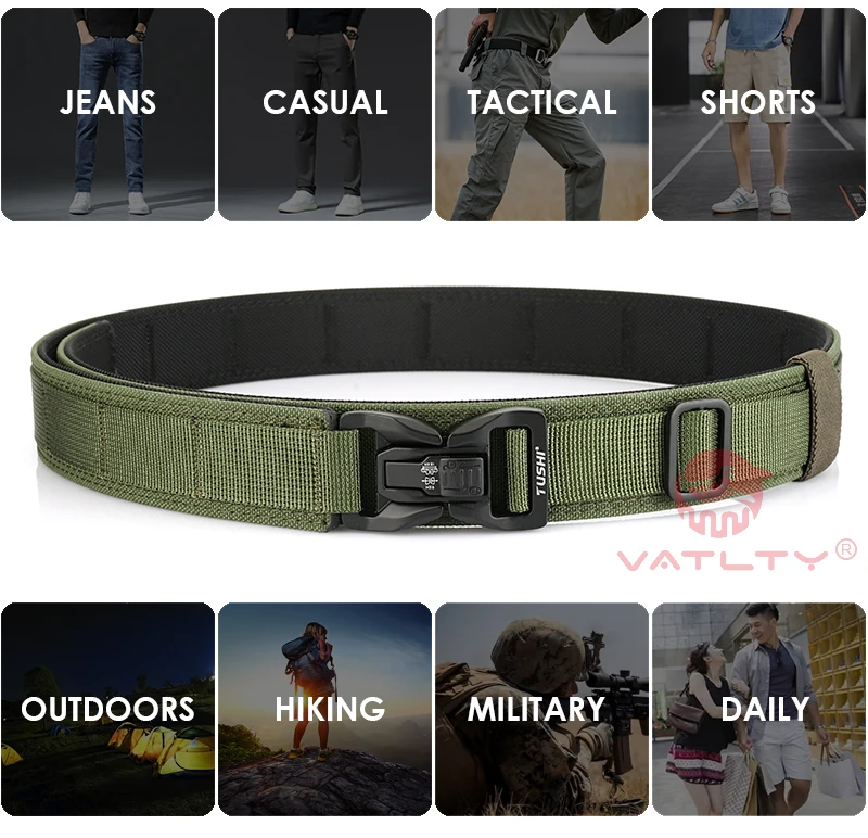 VATLTY New Rigid Trouser Belt for Men Metal Buckle Quick Release Military Tactical Belt Thick Nylon Casual Belt Male Girdle
