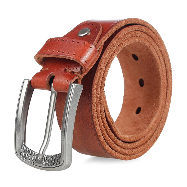 MEDYLA Men's Belt Natural Skin Cowhide Belt Vintage Alloy Pin Buckle Jeans Belts Strap Casual Leather Belt For Men DSW533