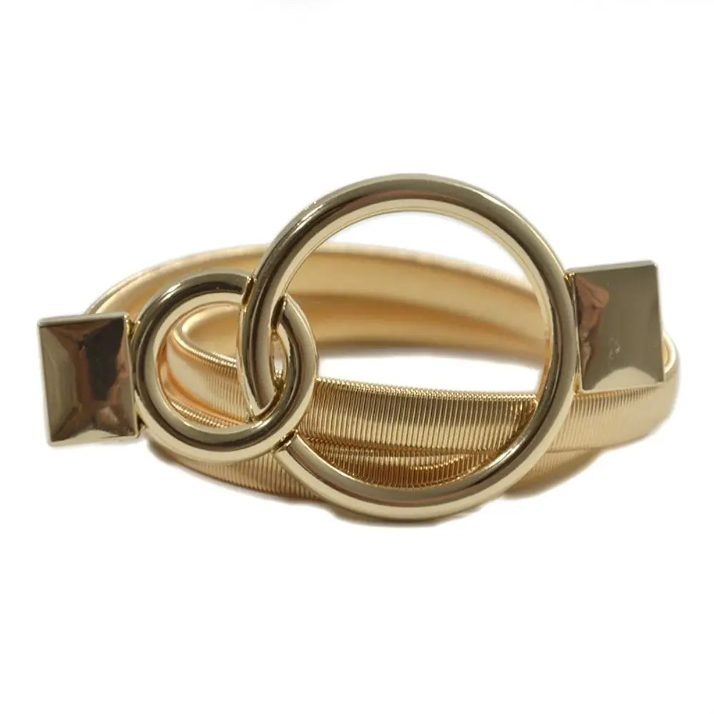 Fashion Metal Elastic Belt for Dresses Thin Waistband Stretch Skinny Round Leaf Buckle Waist Band Ladies Dress Cummerbands New