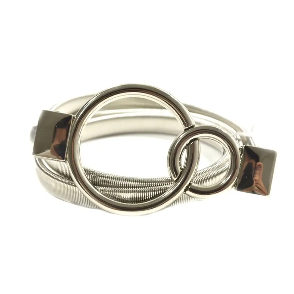 Fashion Metal Elastic Belt for Dresses Thin Waistband Stretch Skinny Round Leaf Buckle Waist Band Ladies Dress Cummerbands New