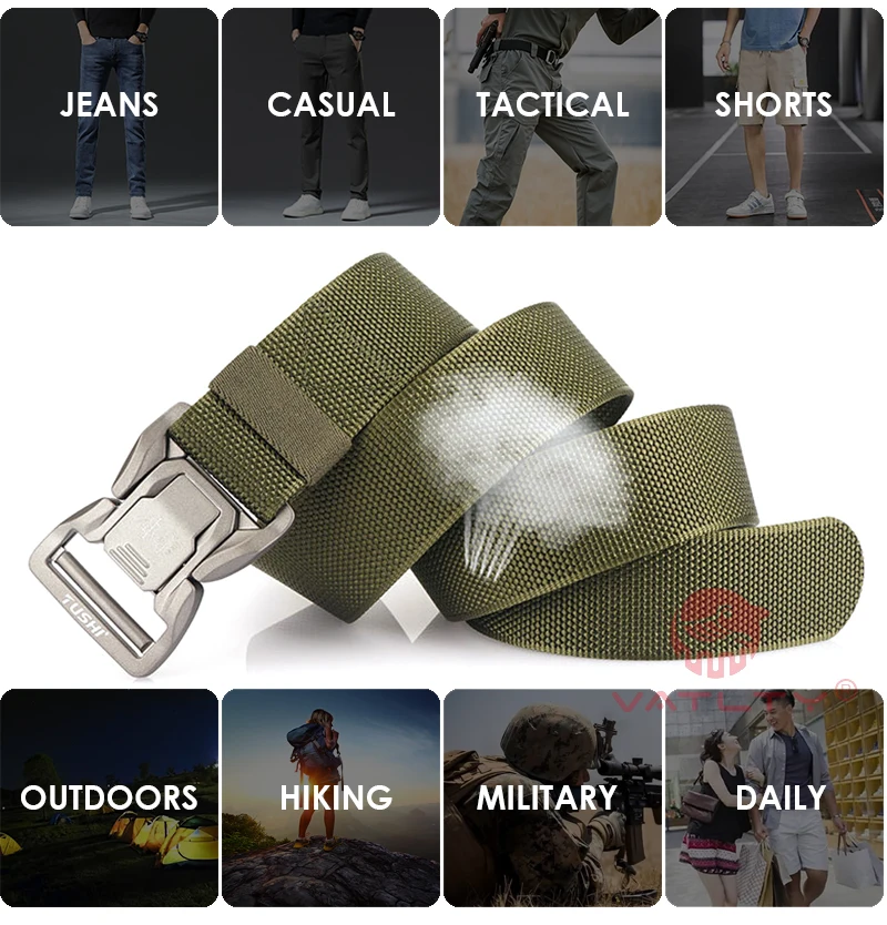 VATLTY New 4.3cm Tactical Outdoor Belt Tight Nylon Aluminum Buckle Quick Release Men's Military Belt Casual Wide Waistband Male