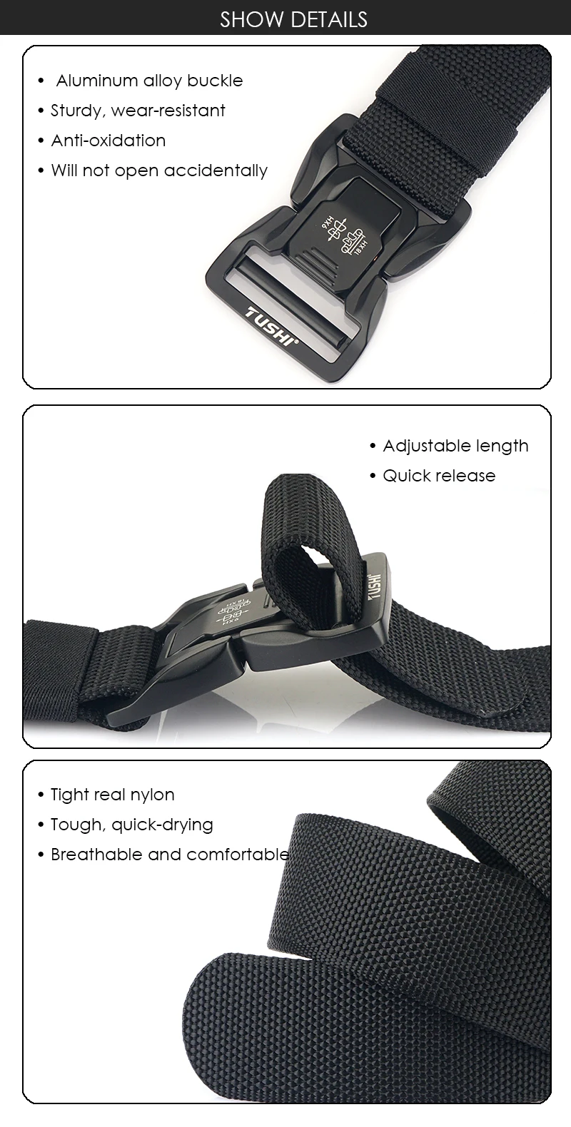 VATLTY New 4.3cm Tactical Outdoor Belt Tight Nylon Aluminum Buckle Quick Release Men's Military Belt Casual Wide Waistband Male