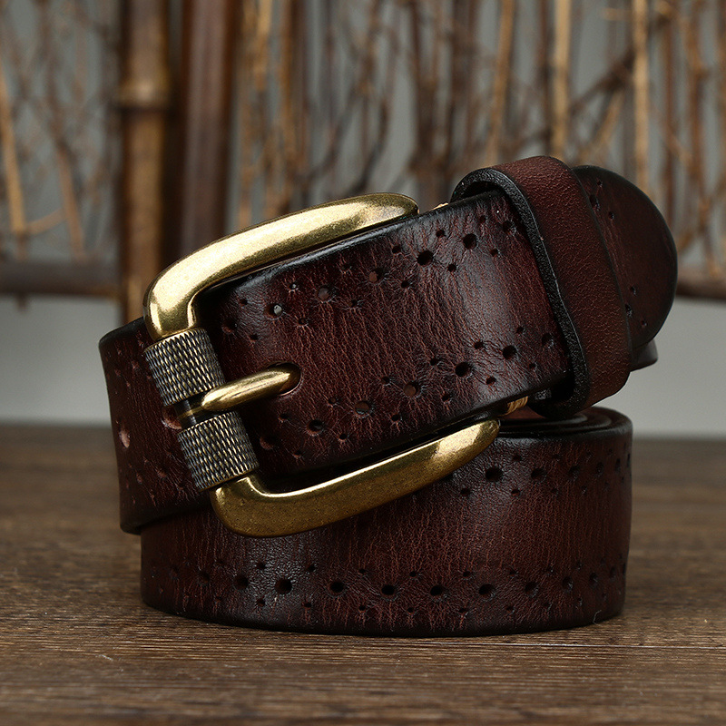 2024 Fashion Men's Belt Genuine Leather Pure Cowhide Pin Buckle Vintage Belt for Trap Male Jeans for Man Luxury Designer