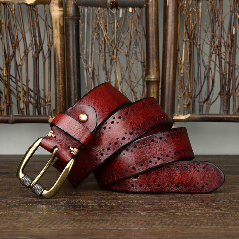 2024 Fashion Men's Belt Genuine Leather Pure Cowhide Pin Buckle Vintage Belt for Trap Male Jeans for Man Luxury Designer