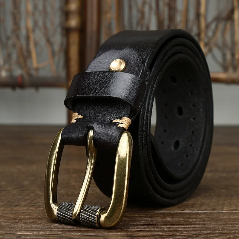 2024 Fashion Men's Belt Genuine Leather Pure Cowhide Pin Buckle Vintage Belt for Trap Male Jeans for Man Luxury Designer