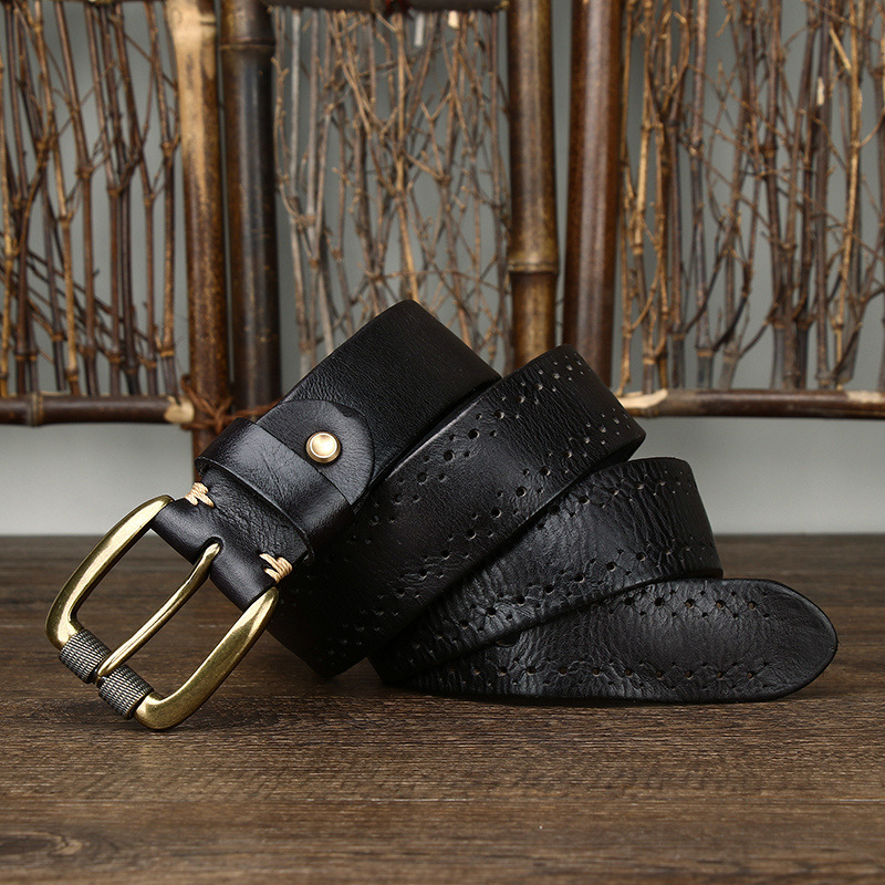 2024 Fashion Men's Belt Genuine Leather Pure Cowhide Pin Buckle Vintage Belt for Trap Male Jeans for Man Luxury Designer