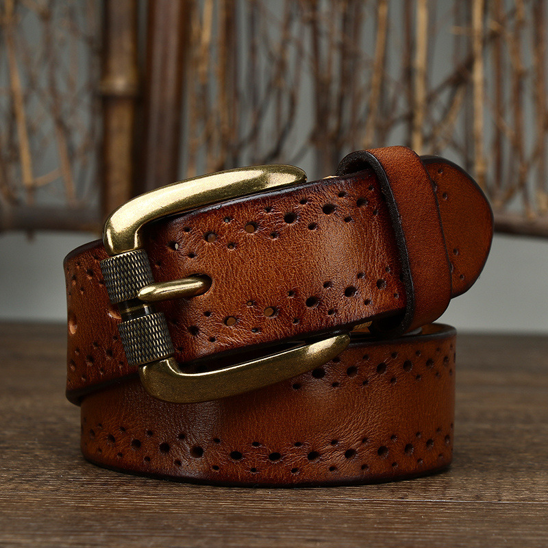 2024 Fashion Men's Belt Genuine Leather Pure Cowhide Pin Buckle Vintage Belt for Trap Male Jeans for Man Luxury Designer