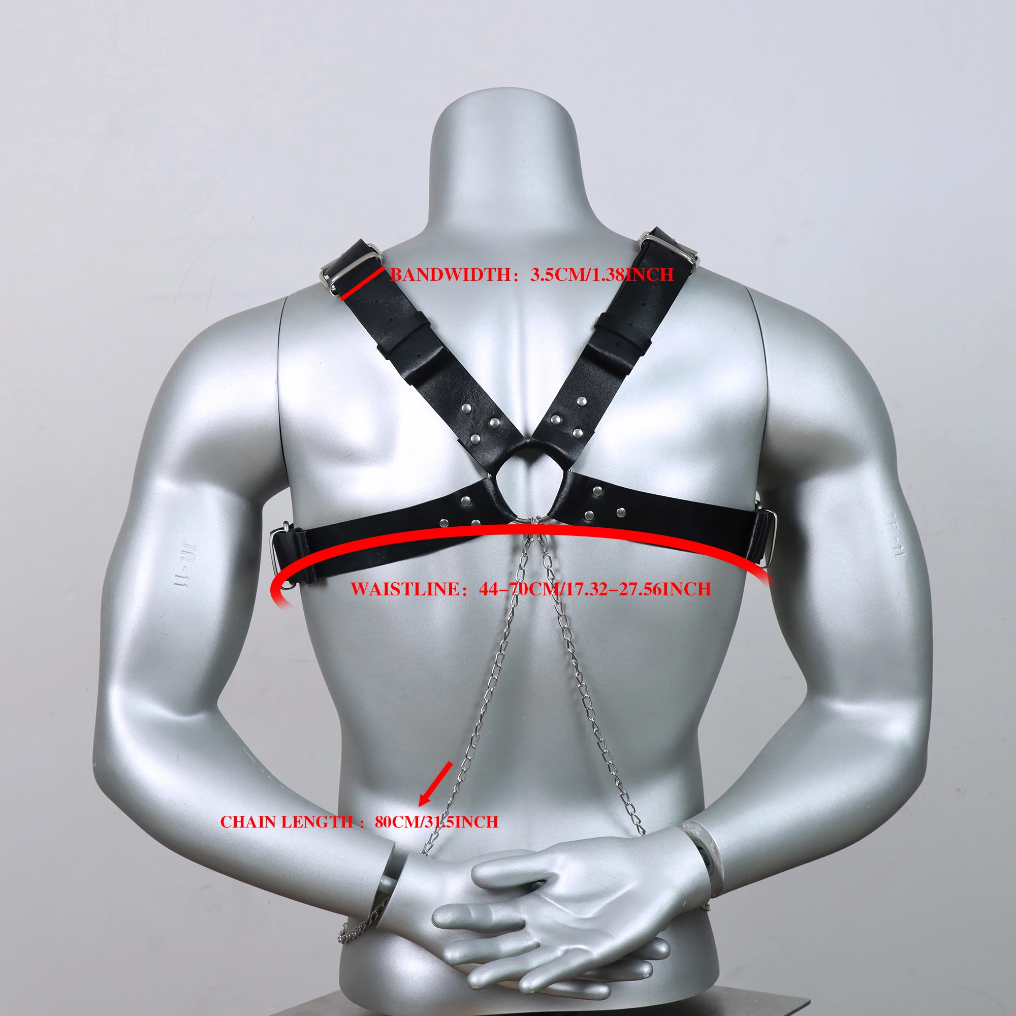 Men's Faux Leather Body Chest Harness Belt with Chain, For Daliy Wear, Paty, Cosplay, Punk Style