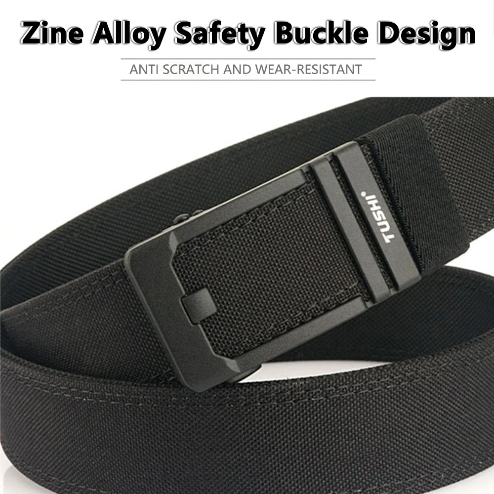 TUSHI Hard Belt Military Belt for Men Sturdy Nylon Metal Automatic Buckle Police Tactical Belt Outdoor Girdle IPSC Accessories