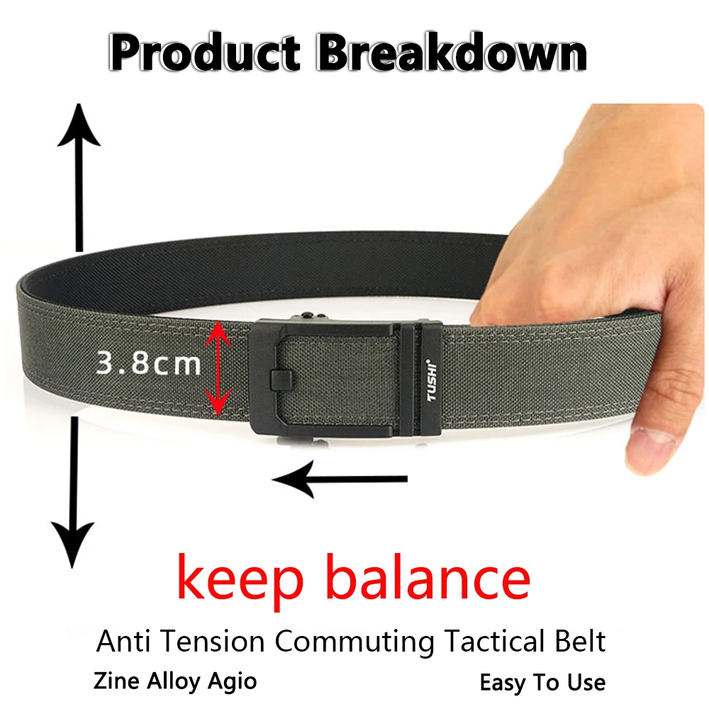 TUSHI Hard Belt Military Belt for Men Sturdy Nylon Metal Automatic Buckle Police Tactical Belt Outdoor Girdle IPSC Accessories