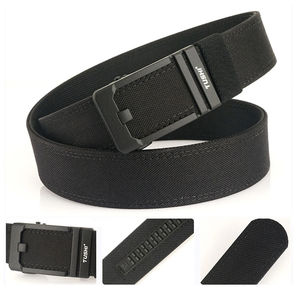 TUSHI Hard Belt Military Belt for Men Sturdy Nylon Metal Automatic Buckle Police Tactical Belt Outdoor Girdle IPSC Accessories