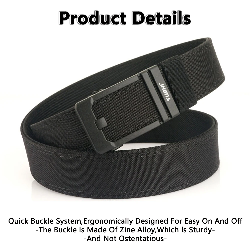 TUSHI Hard Belt Military Belt for Men Sturdy Nylon Metal Automatic Buckle Police Tactical Belt Outdoor Girdle IPSC Accessories