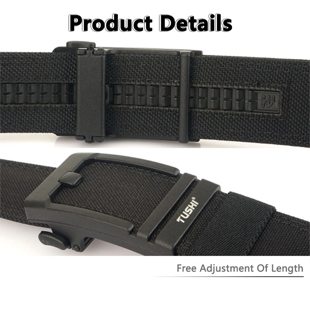 TUSHI Hard Belt Military Belt for Men Sturdy Nylon Metal Automatic Buckle Police Tactical Belt Outdoor Girdle IPSC Accessories