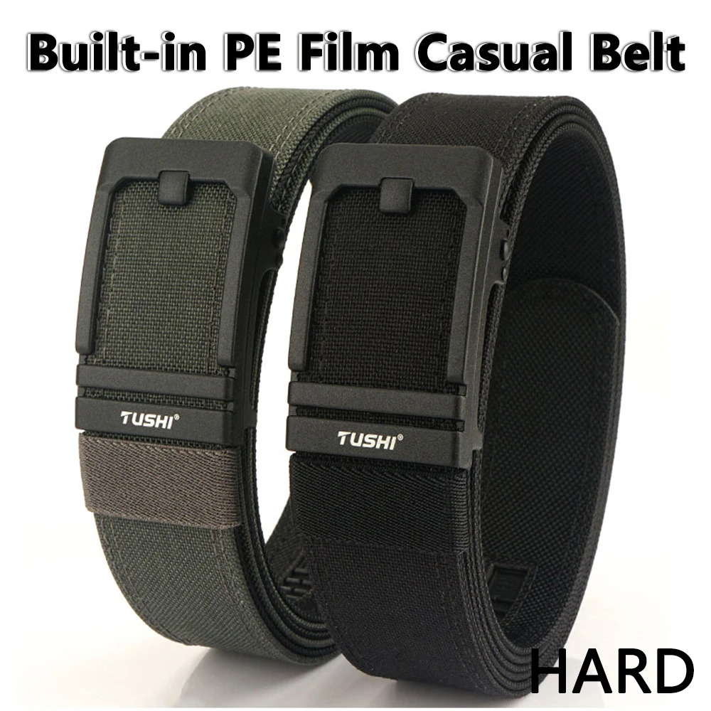 TUSHI Hard Belt Military Belt for Men Sturdy Nylon Metal Automatic Buckle Police Tactical Belt Outdoor Girdle IPSC Accessories