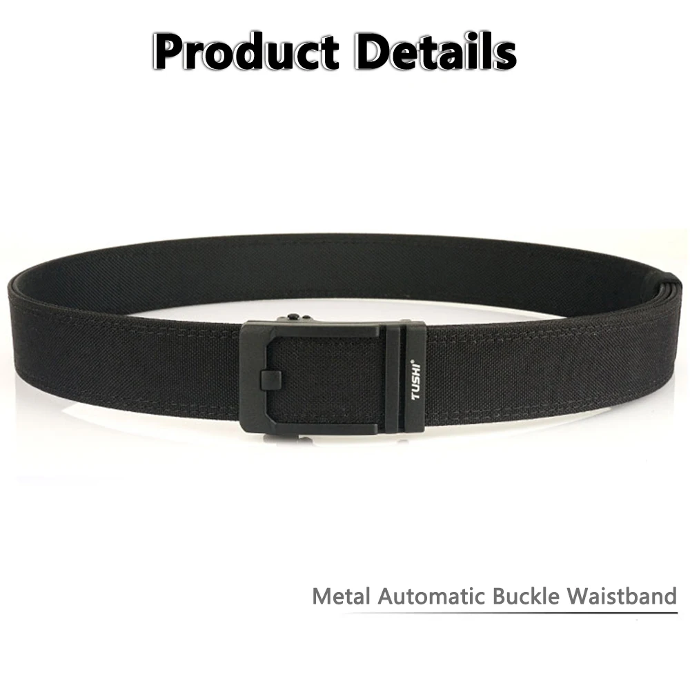 TUSHI Hard Belt Military Belt for Men Sturdy Nylon Metal Automatic Buckle Police Tactical Belt Outdoor Girdle IPSC Accessories
