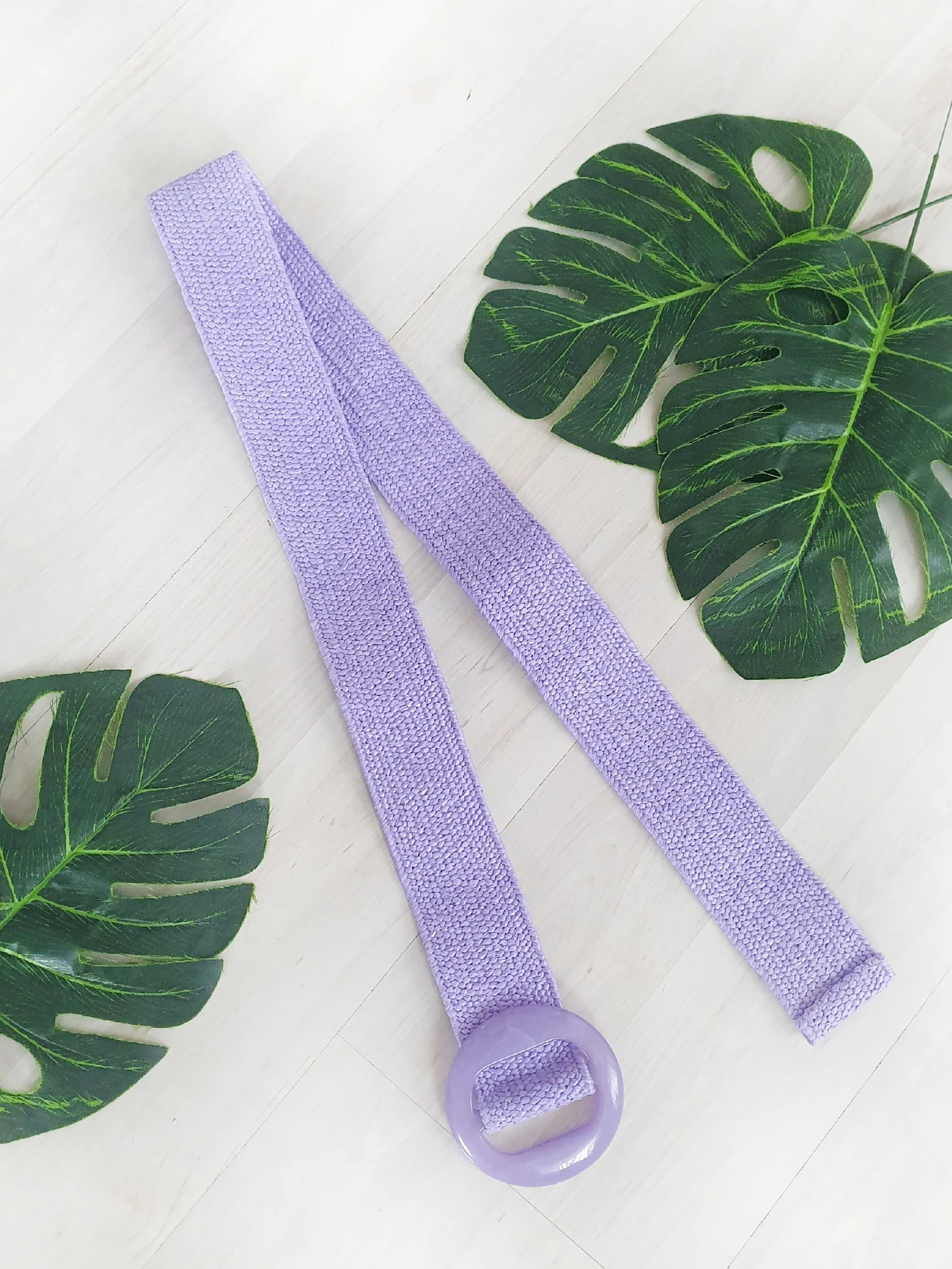 Beltox Women Straw Woven Elastic Wide Belt Solid Color with Matching Plastic Buckle