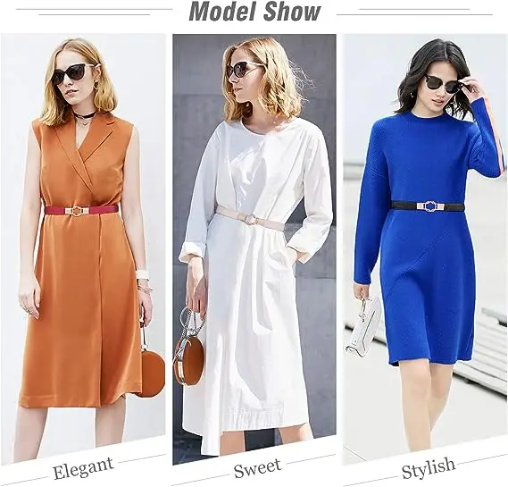 Women Skinny Stretchy Waist Belt for Dress Ladies Elastic Thin Belt Plus Size