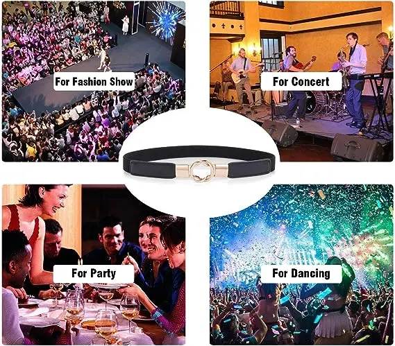 Women Skinny Stretchy Waist Belt for Dress Ladies Elastic Thin Belt Plus Size