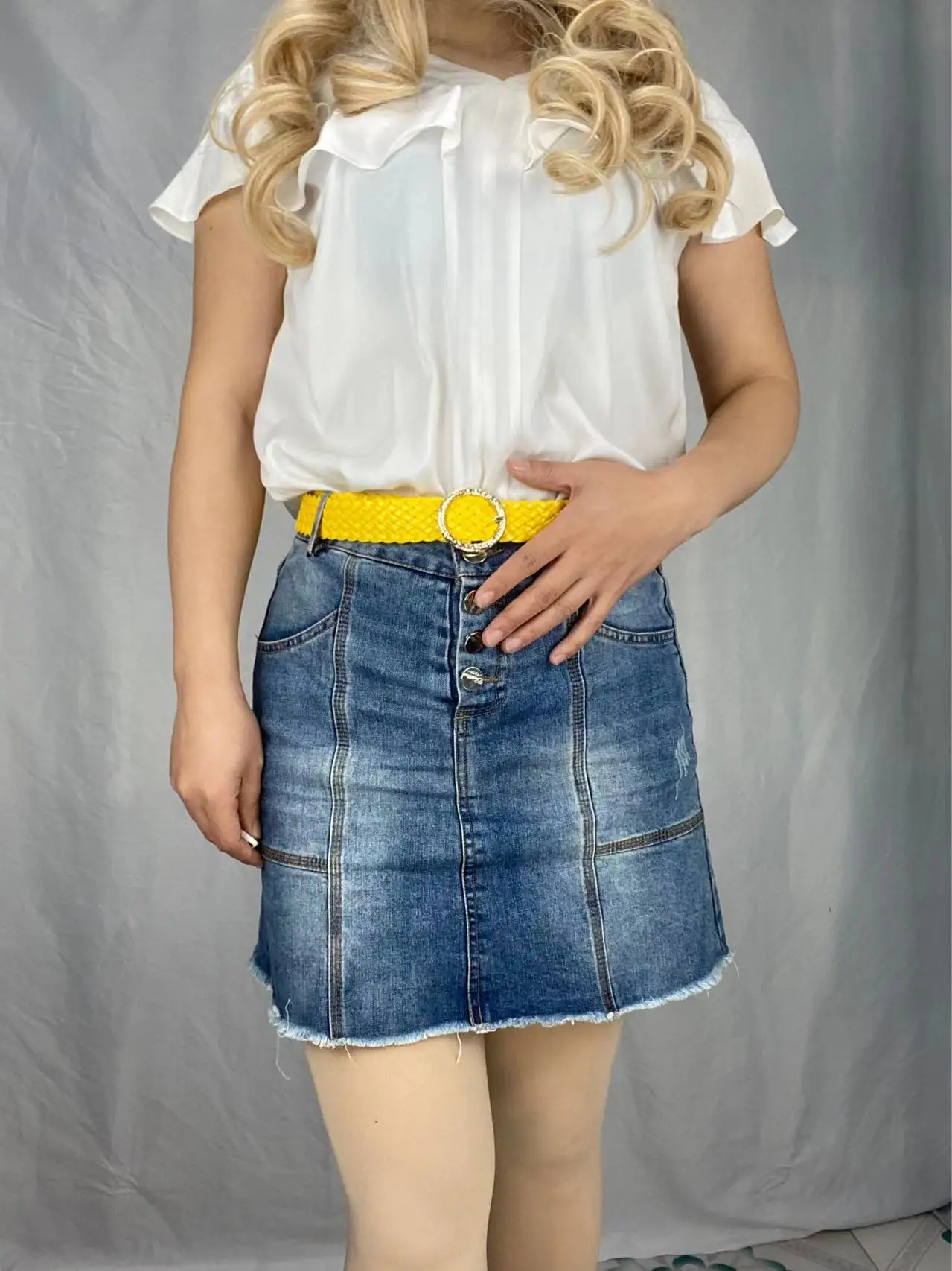 New Fashion Women Braided Bright Colors Belts Circular Gold Buckle Ladies Waist Ornament No Holes All Matching