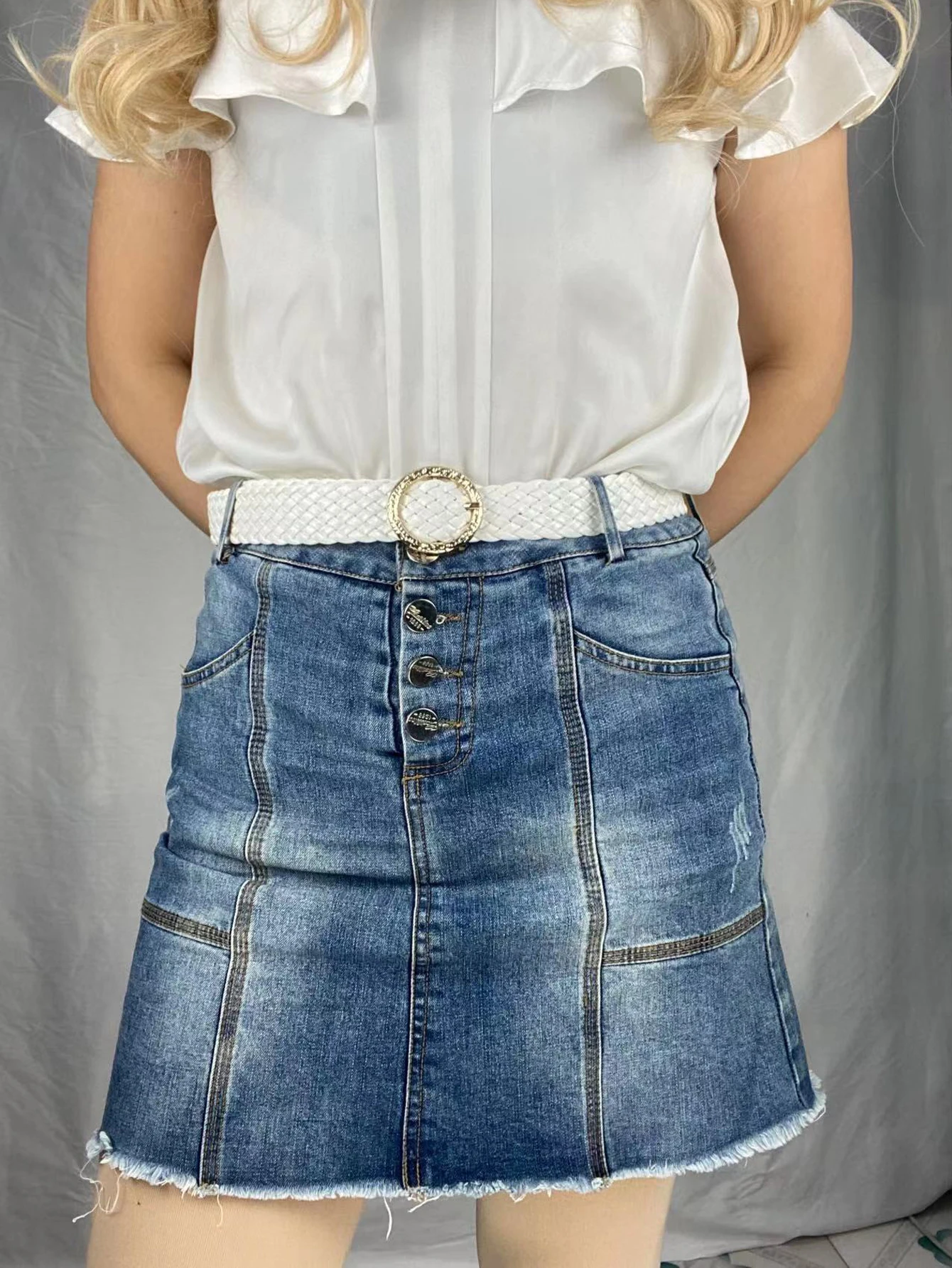 New Fashion Women Braided Bright Colors Belts Circular Gold Buckle Ladies Waist Ornament No Holes All Matching