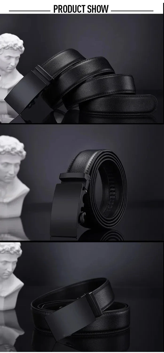 Men Belts Automatic Buckle Belt Famous Brand Business Belt Men Top Quality PU Luxury Leather For Men Leather Strap Casual For Me