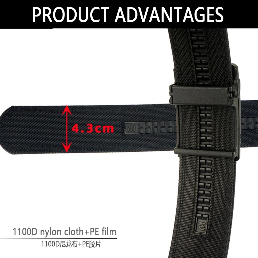 TUSHI Brand 4.3 Wide Thickened Gun Hanging Double-Layer Nylon Cloth Belt Versatile Casual Outdoor Tactical Automatic Buckle Mens