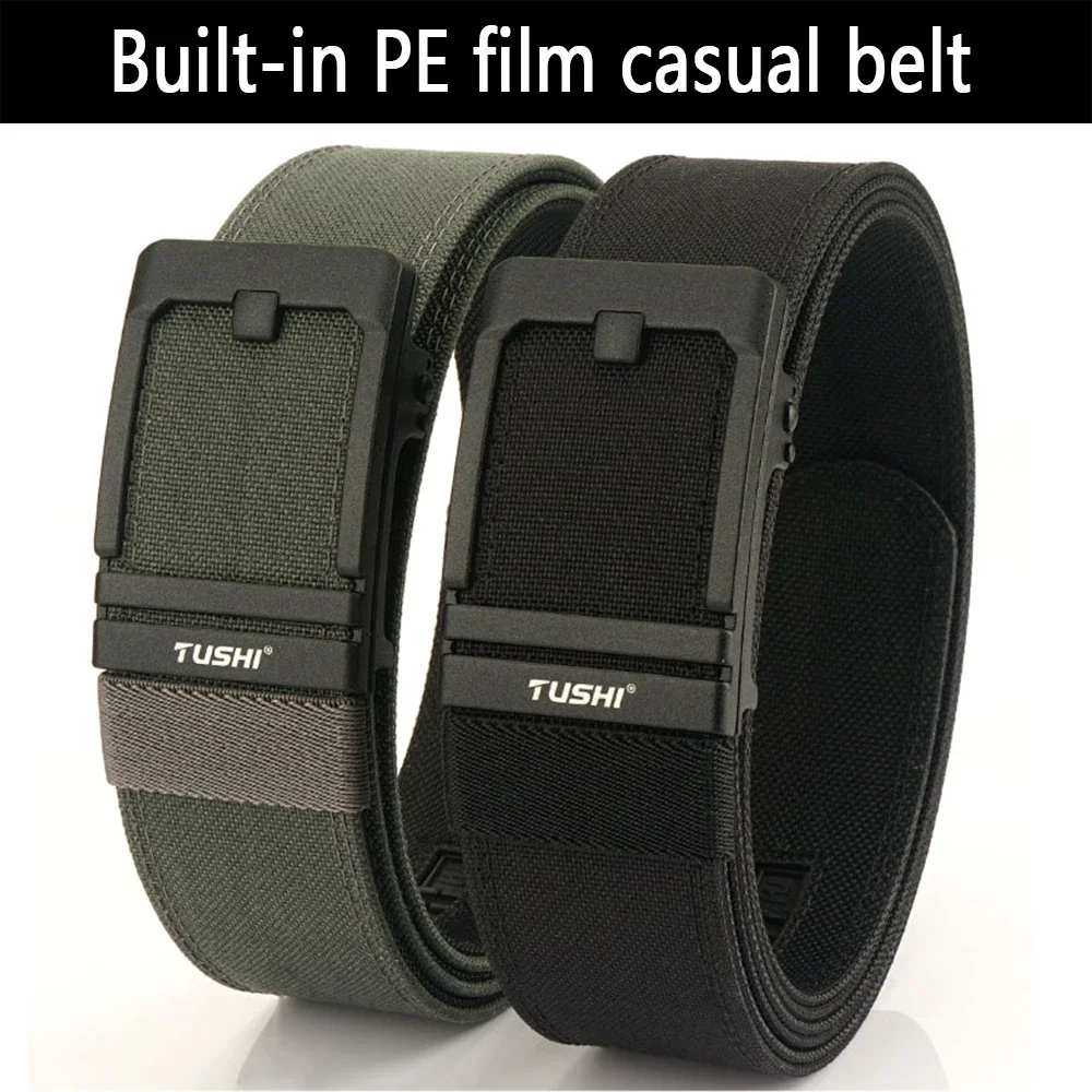 TUSHI Brand 4.3 Wide Thickened Gun Hanging Double-Layer Nylon Cloth Belt Versatile Casual Outdoor Tactical Automatic Buckle Mens
