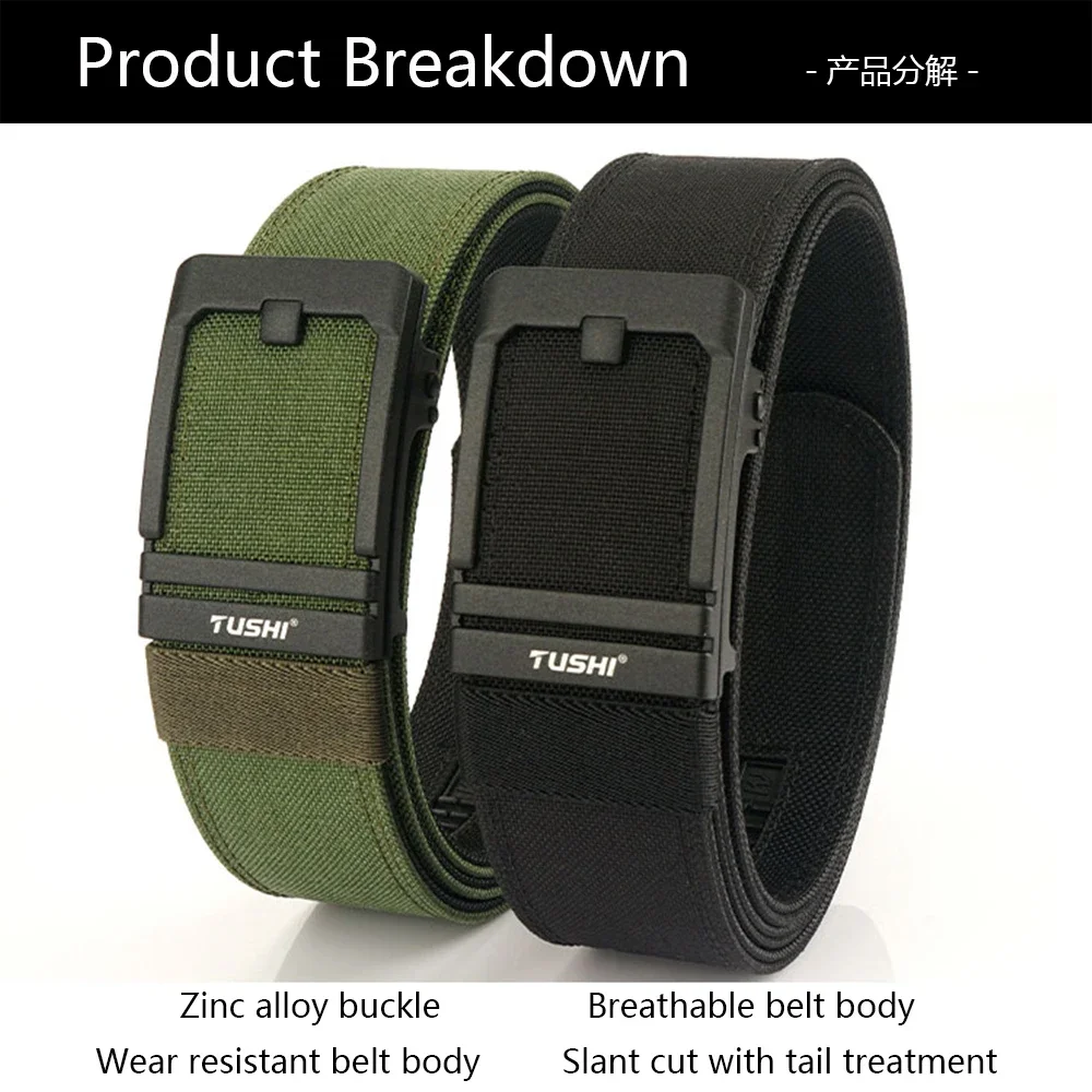 TUSHI Brand 4.3 Wide Thickened Gun Hanging Double-Layer Nylon Cloth Belt Versatile Casual Outdoor Tactical Automatic Buckle Mens