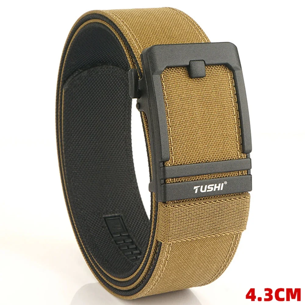 TUSHI Brand 4.3 Wide Thickened Gun Hanging Double-Layer Nylon Cloth Belt Versatile Casual Outdoor Tactical Automatic Buckle Mens