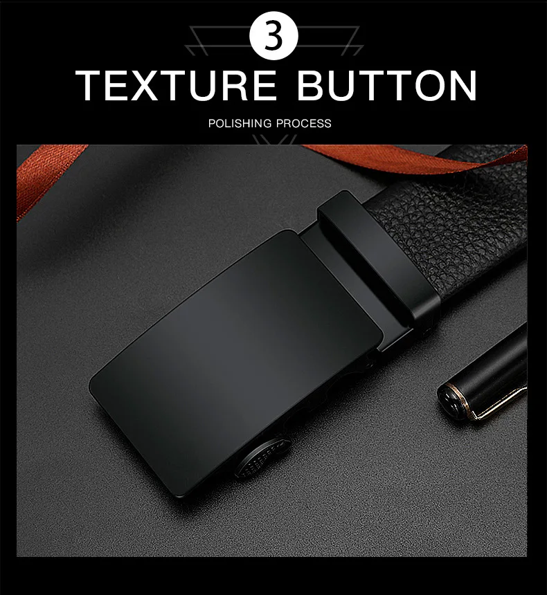 Business Men's Belt Metal Automatic Buckle Work Belt High Quality Men 120cm Leather Belt Business