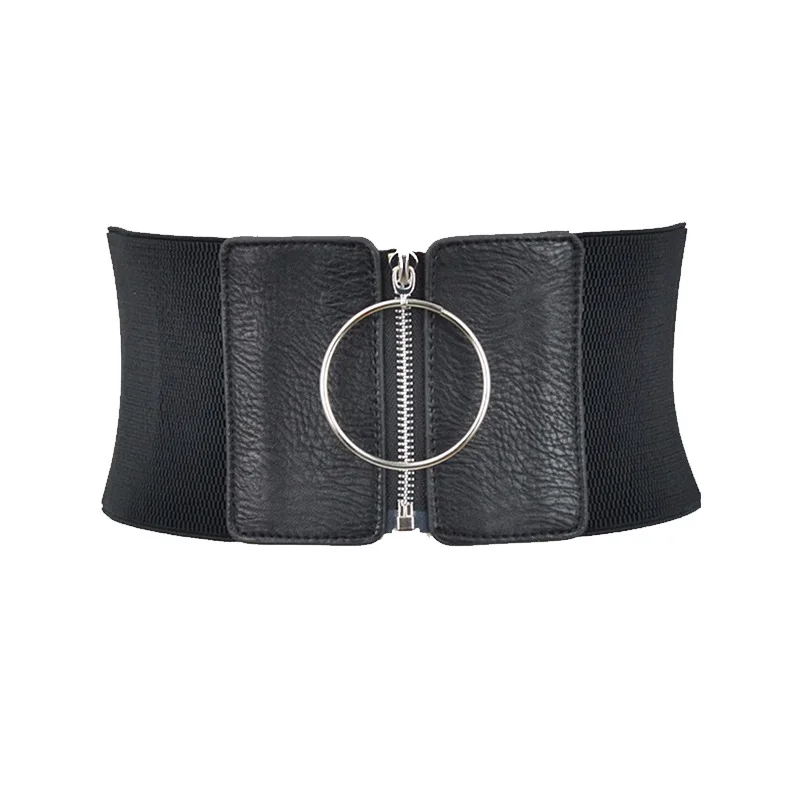 Fashion Punk Corset Wide Belts Women Slimming Body Elastic Bustier Waistband PU Leather Hip Hop Gothic Dress Girdle Belt Straps