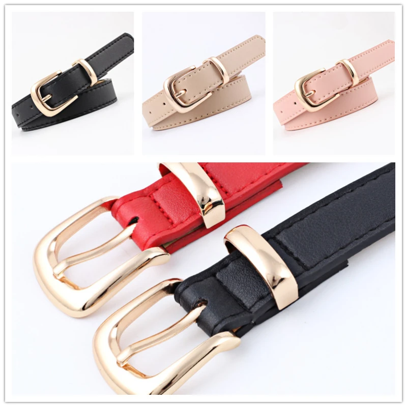 Women's Belts Jeans Pants Dress Girls Fashion PU Leather European Style Luxury Alloy Gold/Silver Buckle Waistband Belts for Lady