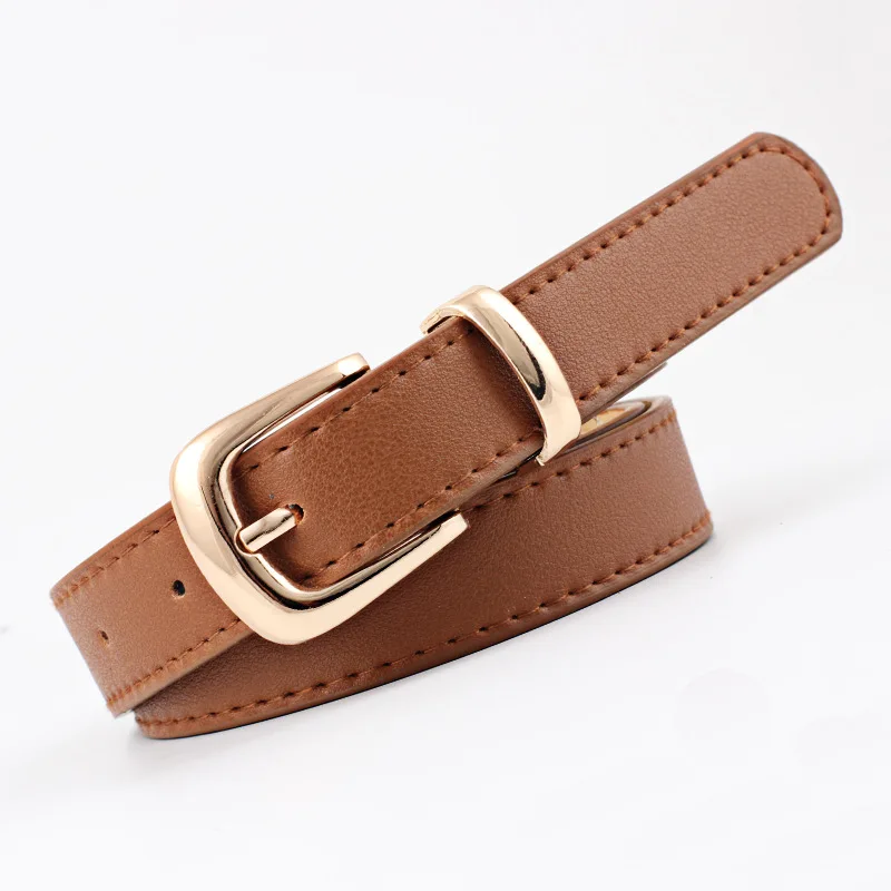 Women's Belts Jeans Pants Dress Girls Fashion PU Leather European Style Luxury Alloy Gold/Silver Buckle Waistband Belts for Lady