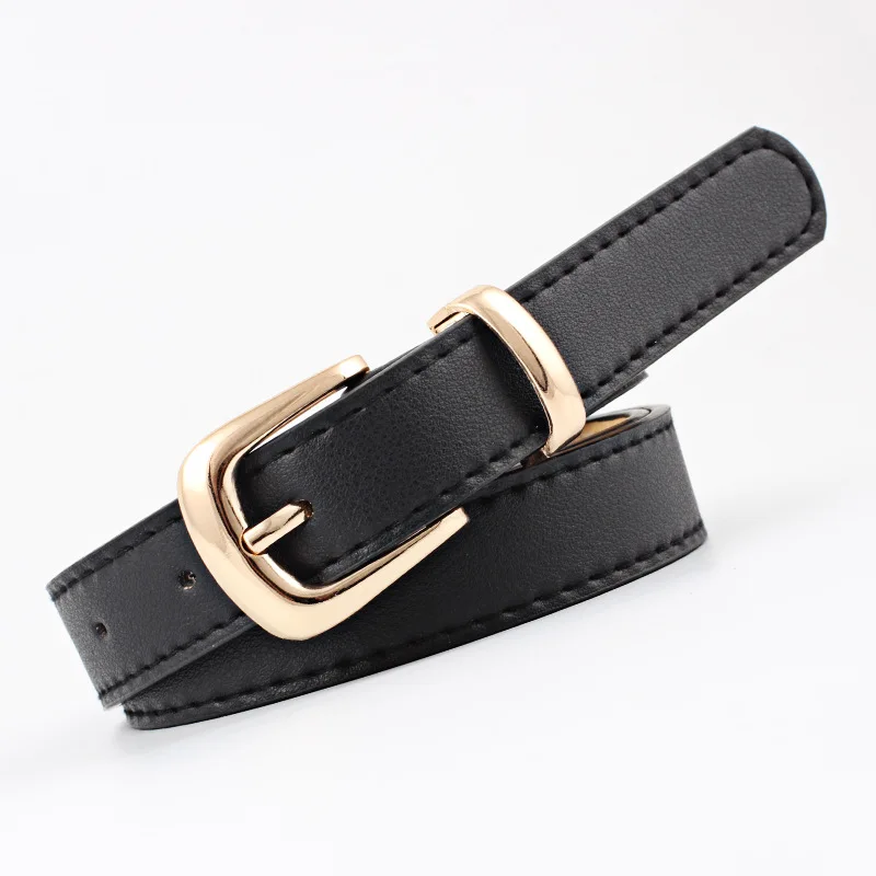 Women's Belts Jeans Pants Dress Girls Fashion PU Leather European Style Luxury Alloy Gold/Silver Buckle Waistband Belts for Lady