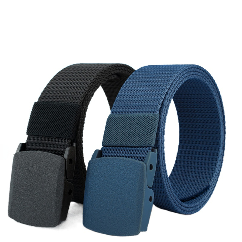 New3.8X120cm Plastic Buckle Nylon Canvas Belt Men Metal-free  Waist Belt Outdoor Hunting Multifunctional - Belt