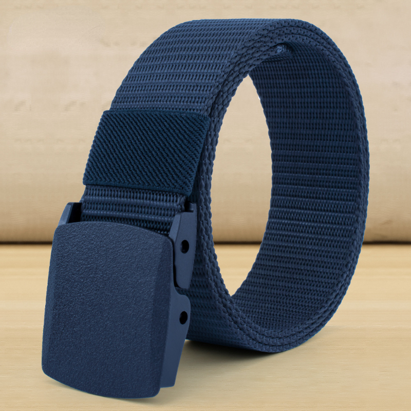 New3.8X120cm Plastic Buckle Nylon Canvas Belt Men Metal-free  Waist Belt Outdoor Hunting Multifunctional - Belt