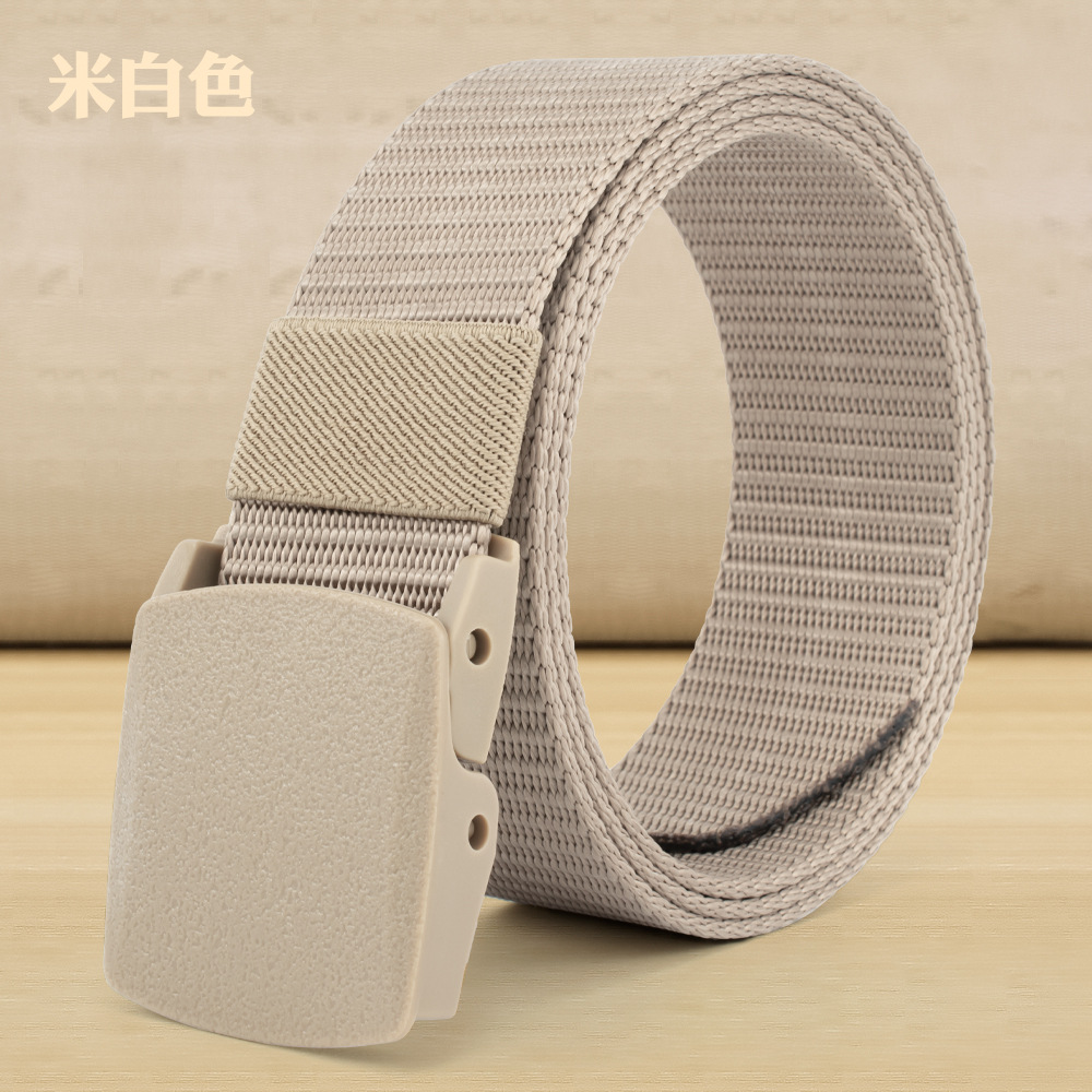 New3.8X120cm Plastic Buckle Nylon Canvas Belt Men Metal-free  Waist Belt Outdoor Hunting Multifunctional - Belt