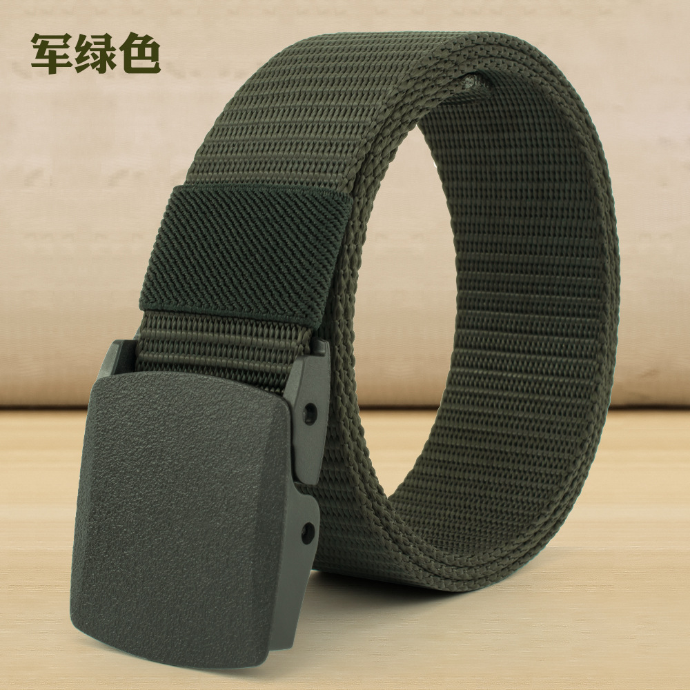 New3.8X120cm Plastic Buckle Nylon Canvas Belt Men Metal-free  Waist Belt Outdoor Hunting Multifunctional - Belt