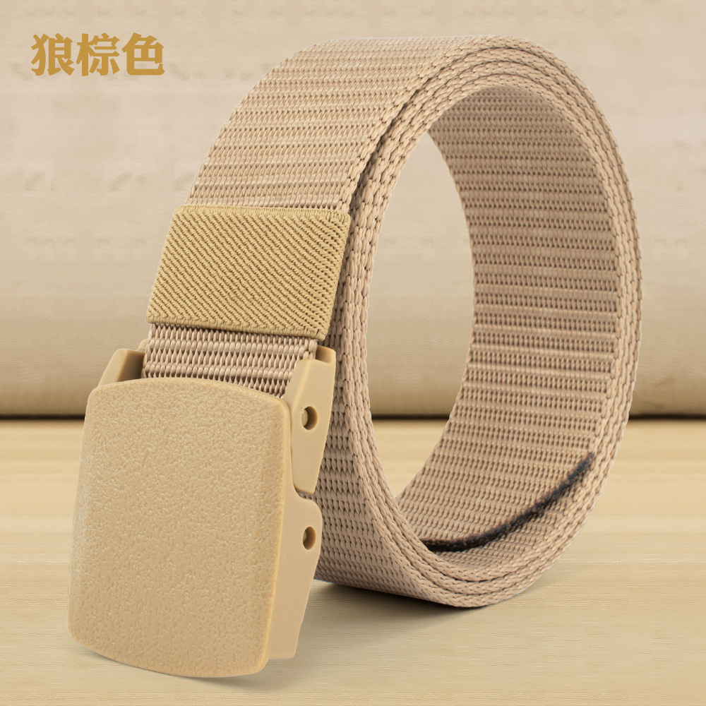 New3.8X120cm Plastic Buckle Nylon Canvas Belt Men Metal-free  Waist Belt Outdoor Hunting Multifunctional - Belt