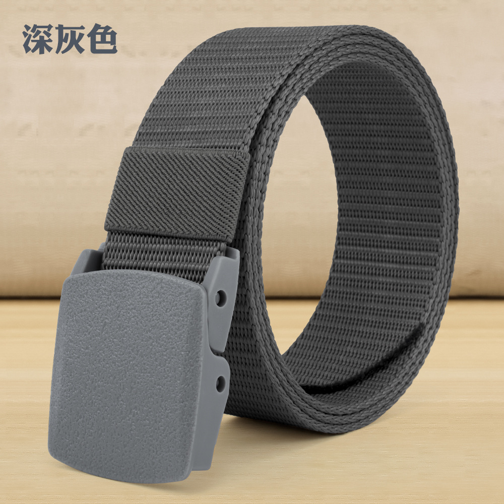 New3.8X120cm Plastic Buckle Nylon Canvas Belt Men Metal-free  Waist Belt Outdoor Hunting Multifunctional - Belt