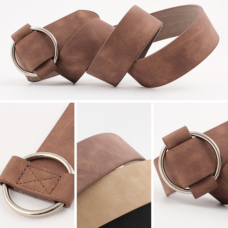 Fashion Needleless Metal Round Ring Buckle Belt Woman For Strap Girdle For Leisure Dress Jeans Decorate Waistband Width 3X105cm