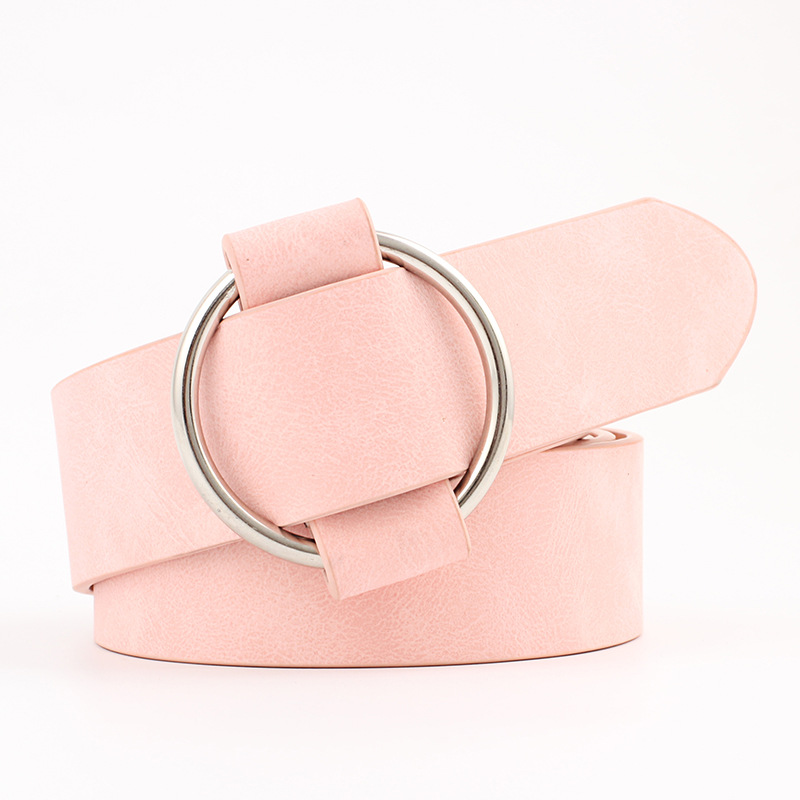 Fashion Needleless Metal Round Ring Buckle Belt Woman For Strap Girdle For Leisure Dress Jeans Decorate Waistband Width 3X105cm