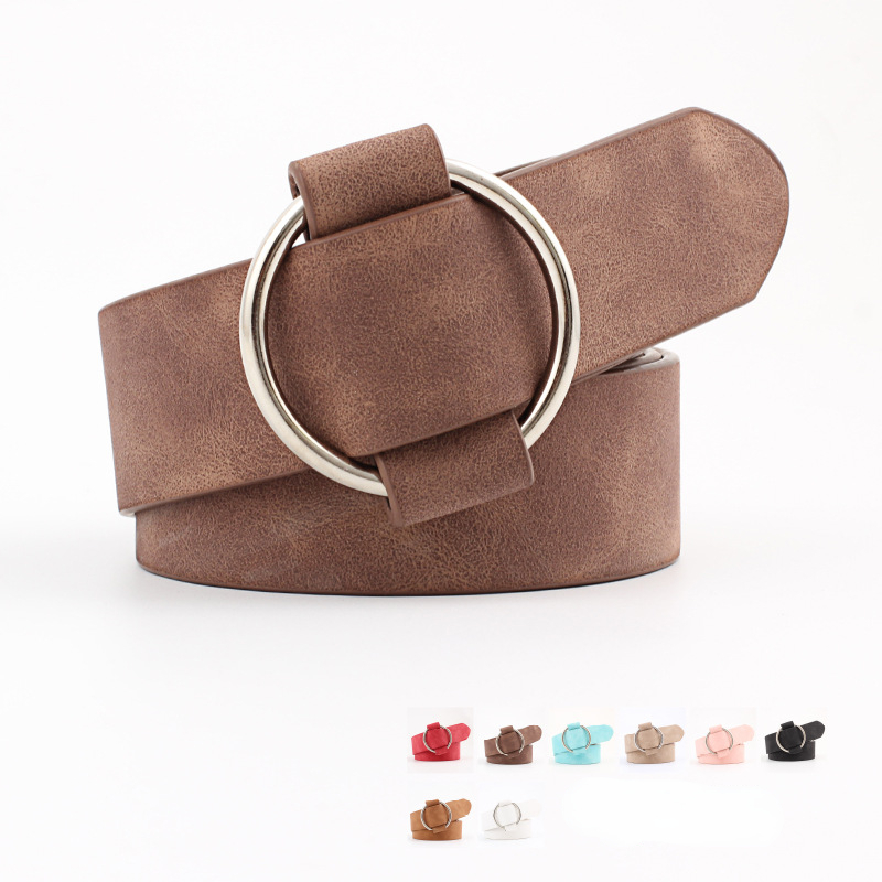 Fashion Needleless Metal Round Ring Buckle Belt Woman For Strap Girdle For Leisure Dress Jeans Decorate Waistband Width 3X105cm