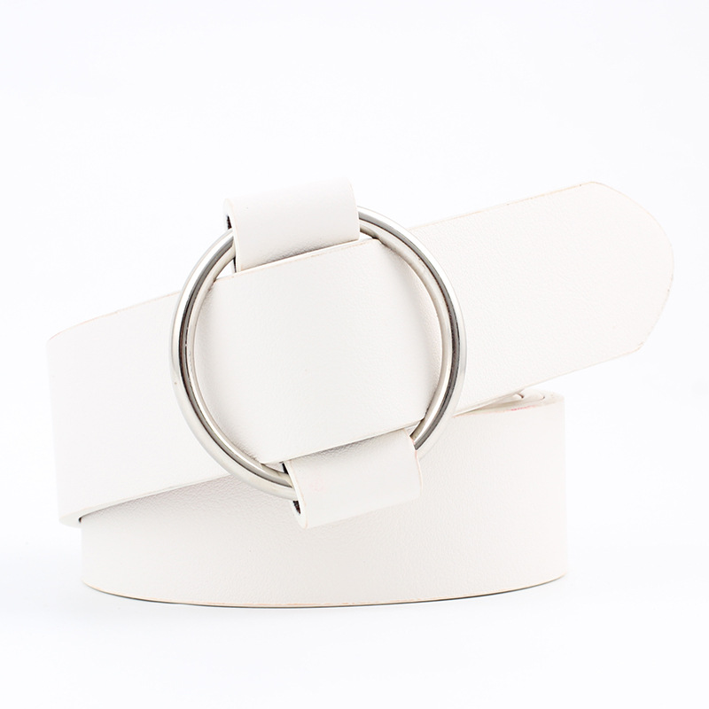 Fashion Needleless Metal Round Ring Buckle Belt Woman For Strap Girdle For Leisure Dress Jeans Decorate Waistband Width 3X105cm