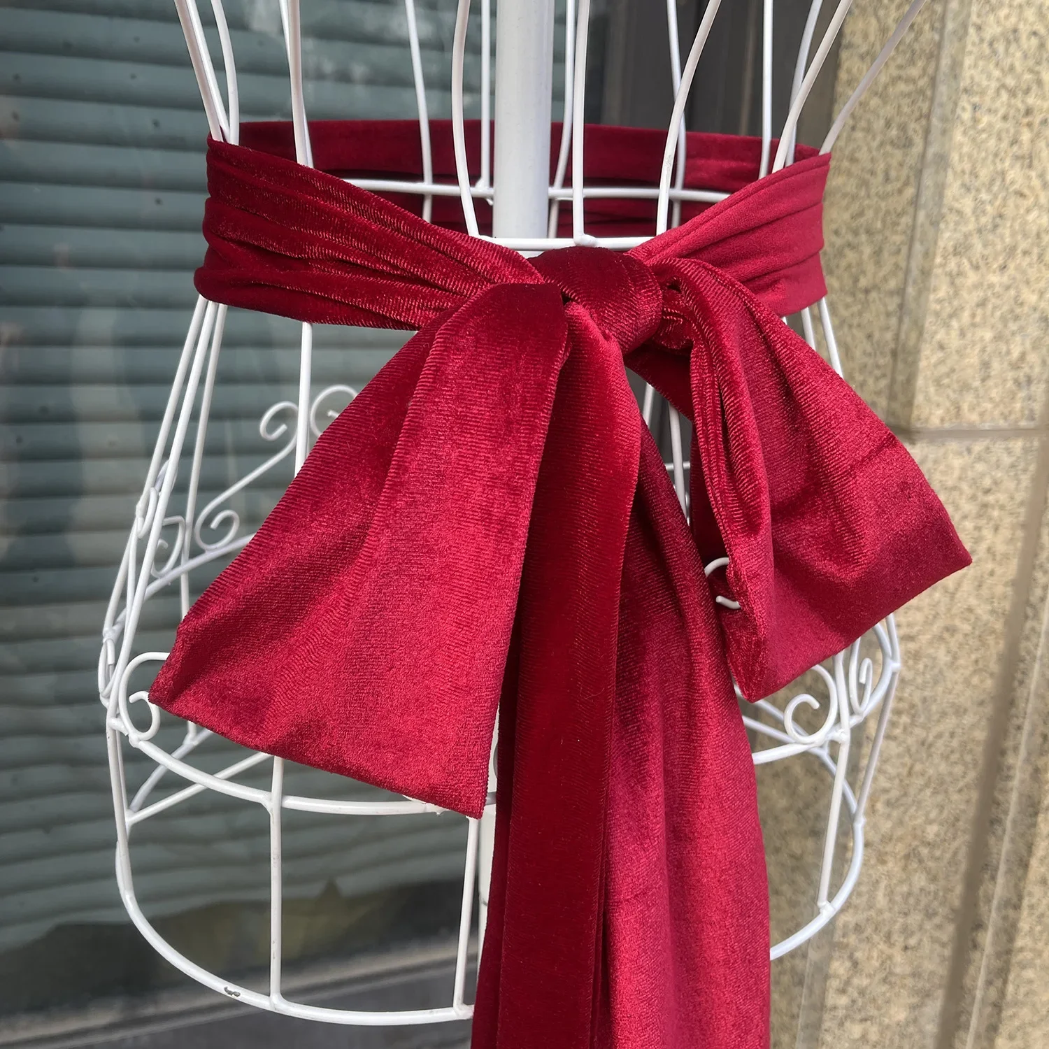 Vintage Long Velvet Ribbon Belt 9x250cm DIY Bowknot Fabric Ribbon Waistband for Women Lady Girl Bridal Decorative Waist Belt