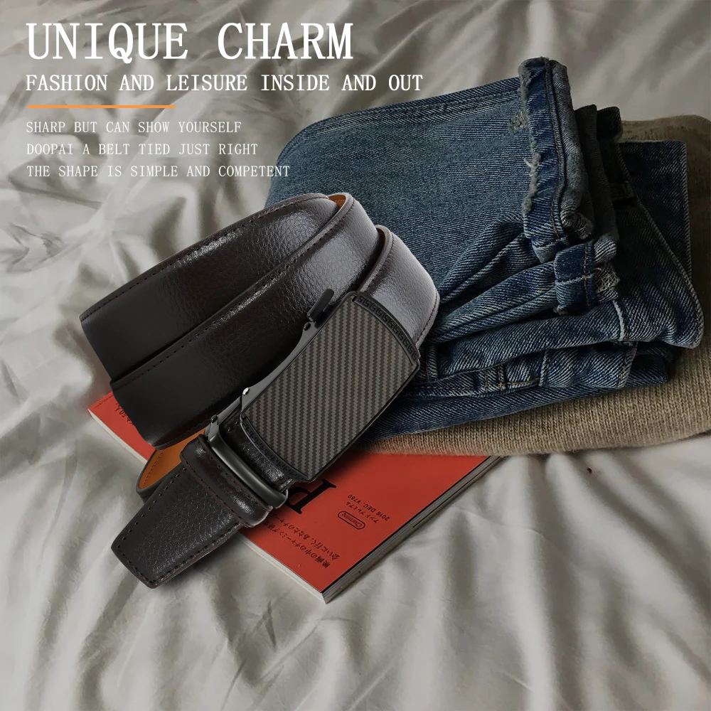 DOOPAI Men Belt Automatic Buckle Belt Fashion Alloy Belts Leather Luxury Belts for Men Business Luxury Designer Clothes