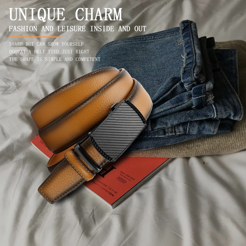 DOOPAI Men Belt Automatic Buckle Belt Fashion Alloy Belts Leather Luxury Belts for Men Business Luxury Designer Clothes