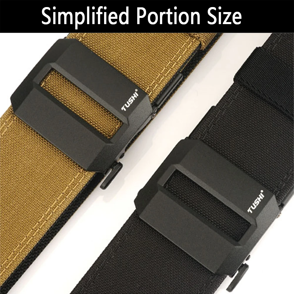 TUSHI 5.0cm Hard Tactical Gun Belt for Men Metal Automatic Buckle Thick Nylon Police Military Belt Casual Belt IPSC Girdle Male