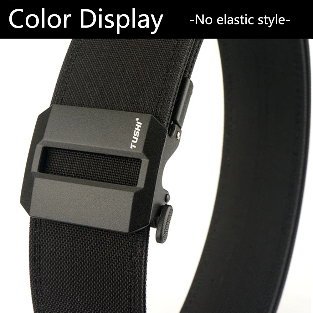 TUSHI 5.0cm Hard Tactical Gun Belt for Men Metal Automatic Buckle Thick Nylon Police Military Belt Casual Belt IPSC Girdle Male